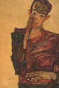 Egon Schiele Self-Portrait with Hand to Cheek (mk12) oil painting on canvas
